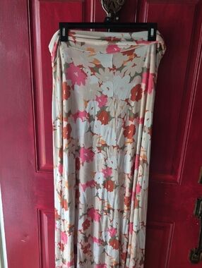 Market & Spruce Floral Maxi Skirt in Cream, Pink and Rust